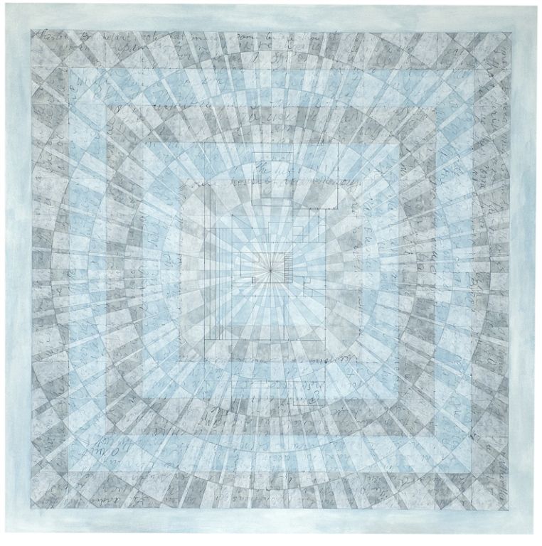 House of Dream Memory. 2010. Acrylic and graphite on canvas panel. 58" x 58".